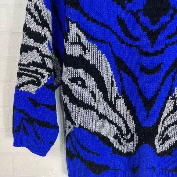 Arielle Vintage Women’s sweater Size S/MBlue Knit Animal Print - Picture 2 of 14